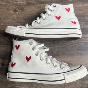 Converse Chuck Taylor All Star High Top White Red Hearts
Embroidered Sneaker 7.5